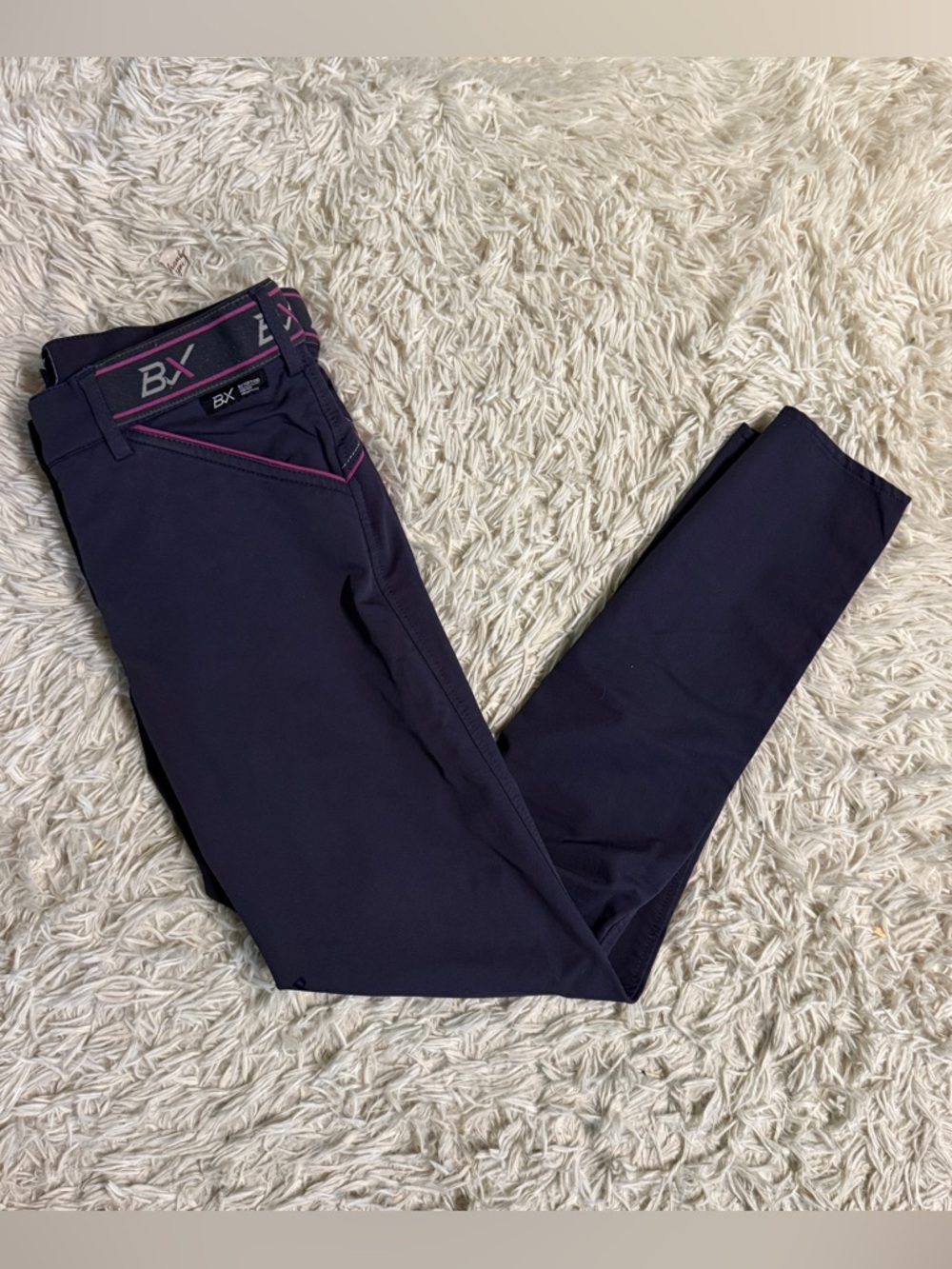 Women’s Size 24R Navy B Vertigo Knee Patch Horseback Riding Breeches. Good Cond.